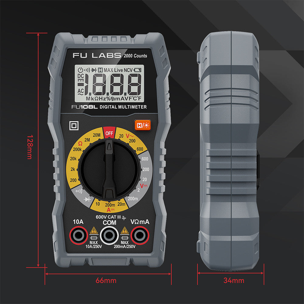 FULABS Digital Multimeter Tester Electrical Test Tool CAT.III 600V FU108L HT108L KIT