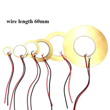 Fulabs 10Pcs Piezoelectric Piezo Ceramic Wafer Plate Element Sounder Sensor with Wire 60mm for Buzzer Loudspeaker 12/15/20/27/35/50mm