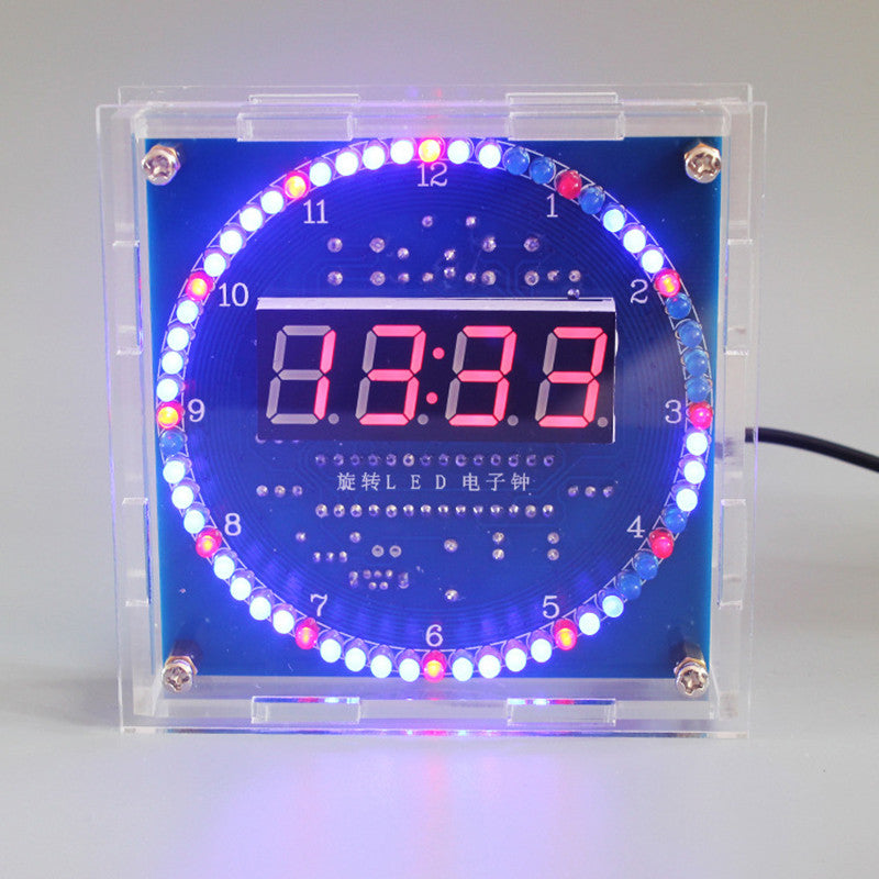 DS1302 DIY Rotating Digital LED Display Module Alarm Electronic Digital Clock Kit 51 SCM Learning Board 5V