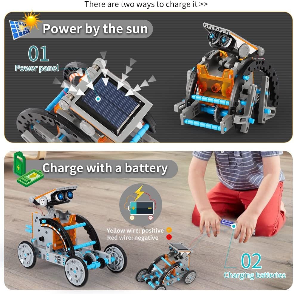 1pcs Solar Robot Kit Science Toy Solar Building Kit Diy Assembly Robotic 13 In 1