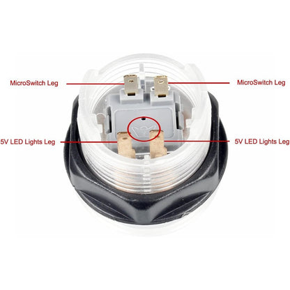 5X 30mm Arcade LED Lights Push Button Built-in Switch 5V Illuminated Buttons for Arcade Machine Games DIY Kit Parts Jamma Mame Raspberry Pi 1 2 3, 5 Colors