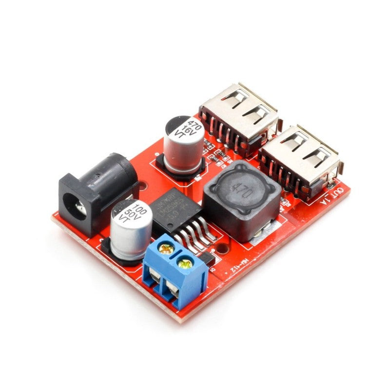 LM2596 Dual USB DC-DC 9V 12V 24V 36V to 5V 3A Step Down Buck Converter Board Car Charger Solar Power Supply Module