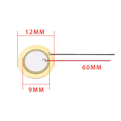 Fulabs 10Pcs Piezoelectric Piezo Ceramic Wafer Plate Element Sounder Sensor with Wire 60mm for Buzzer Loudspeaker 12/15/20/27/35/50mm