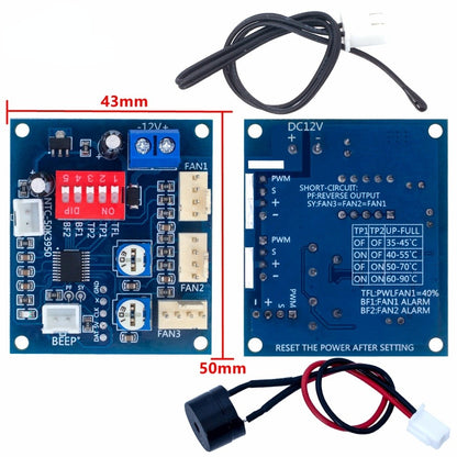 Four-wire PWM fan thermostat computer cooling, fan temperature control module automatic temperature control speed DC 12V