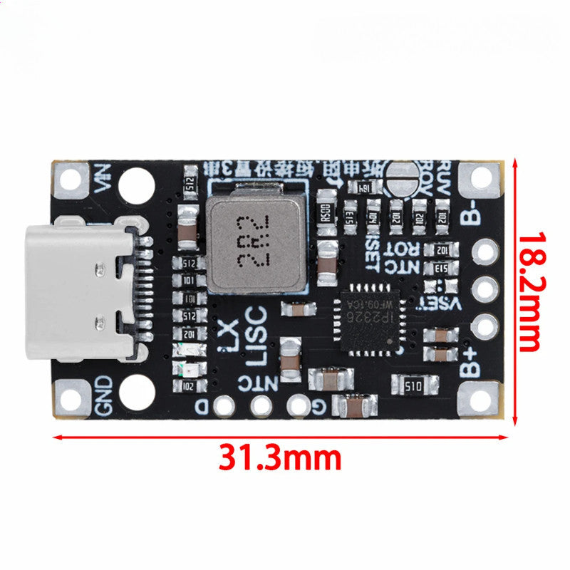 Type-C USB 2/3S BMS 15W 8.4V 12.6V 1.5A 2S 3S BMS Lithium Battery Charging Boost Module With Balanced Support Fast Charge Indicator