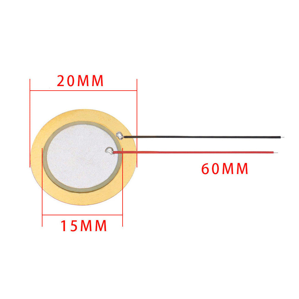 Fulabs 10Pcs Piezoelectric Piezo Ceramic Wafer Plate Element Sounder Sensor with Wire 60mm for Buzzer Loudspeaker 12/15/20/27/35/50mm