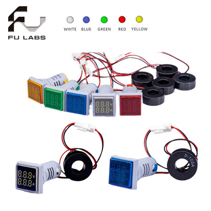 Fulabs Digital LED Dual Display Voltmeter Ammeter Voltage Gauge Meter AC 60-500V 0-100A