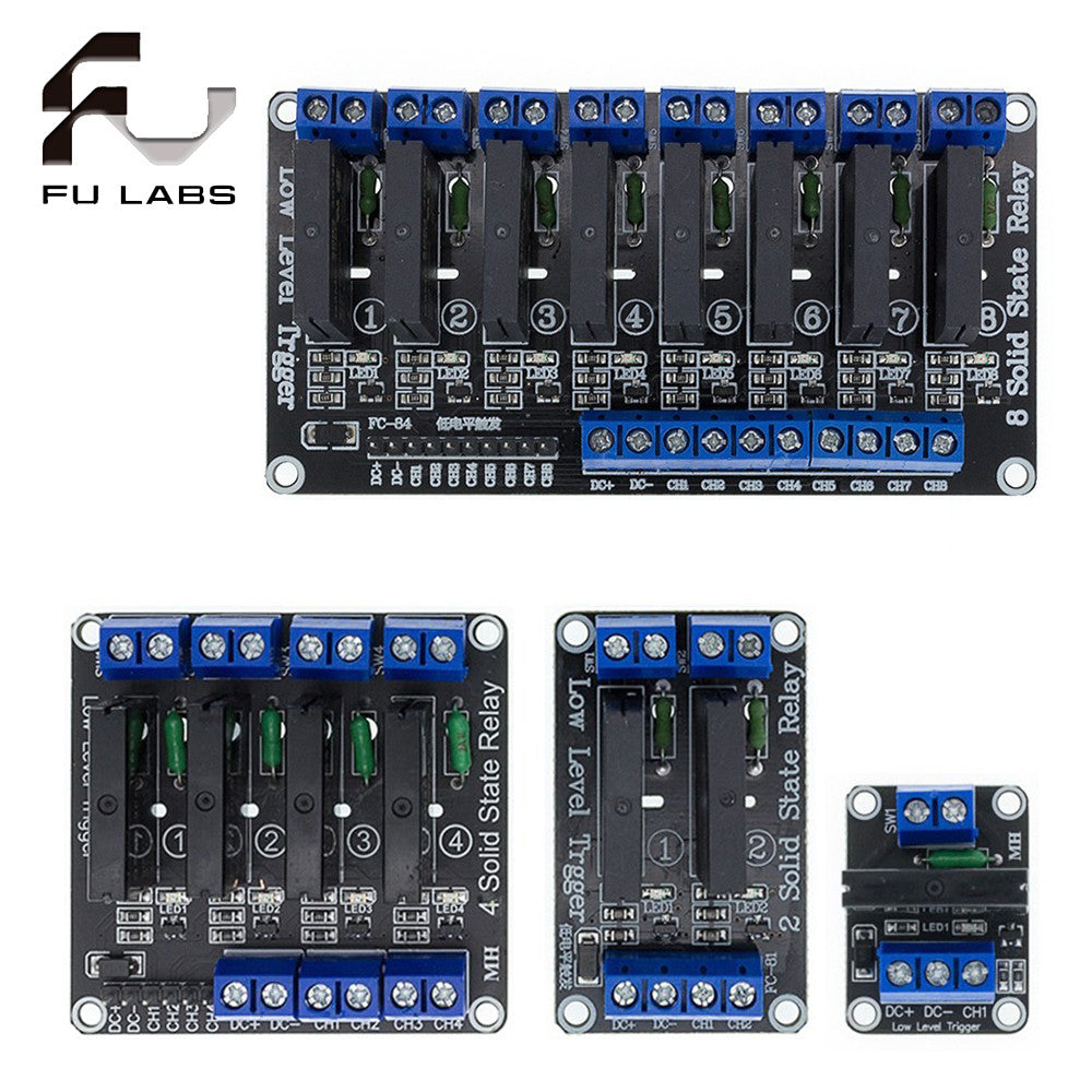 5V 1 2 4 8 Channel SSR G3MB-202P Solid State Relay Module 240V 2A Output with Resistive Fuse Diy Kit