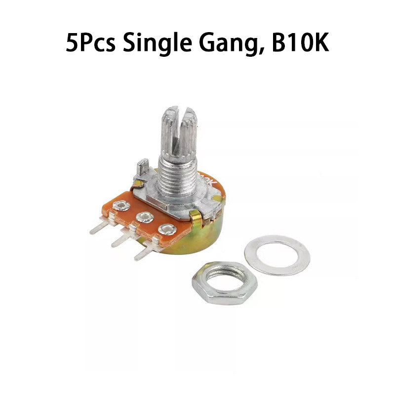 5pcs WH148 Linear Potentiometer 15mm Shaft With Nuts And Washers 3pin B5K B10K B20K B50K B100K B250K B500K B1M