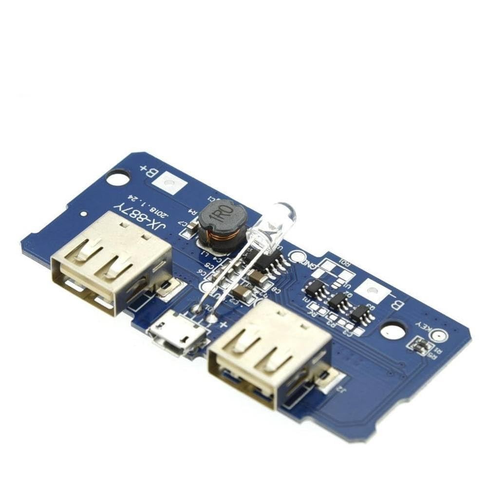 18650 Dual Micro USB 3.7V to 5V 2A Boost Mobile Power Bank DIY 18650 Lithium Battery Charger PCB Board Step Up Module With Led