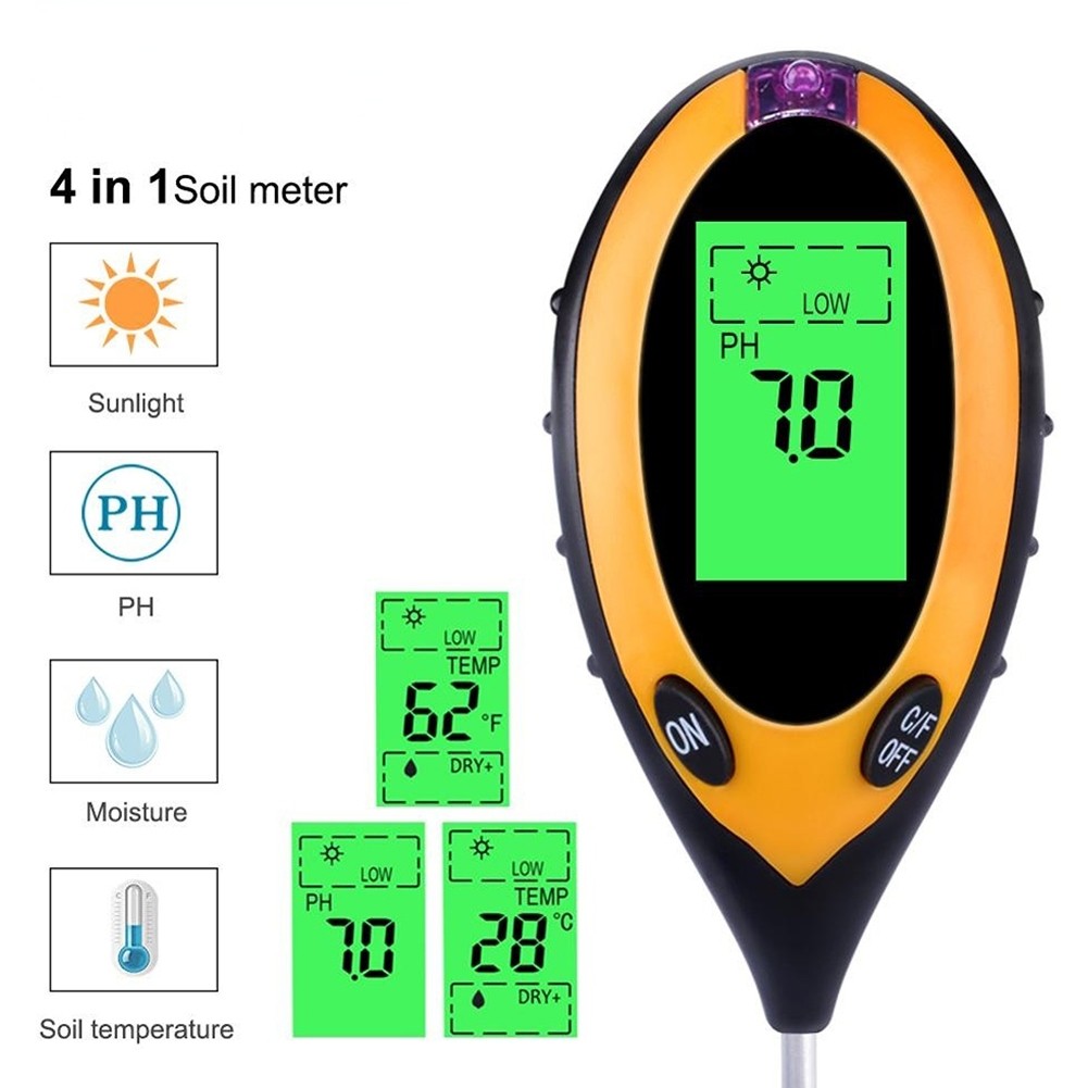 Fulabs Soil pH Tester Digital Multifunction Tester PH Light Moisture Acidity Moisture Meter Plant Soil Tester Kit 4 In 1
