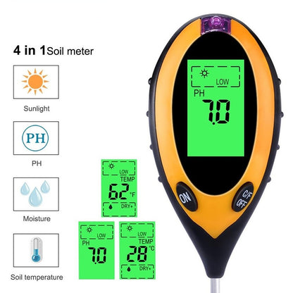 Fulabs Soil pH Tester Digital Multifunction Tester PH Light Moisture Acidity Moisture Meter Plant Soil Tester Kit 4 In 1