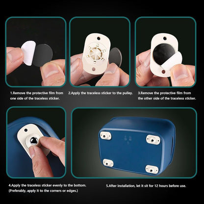 4PCS Self Adhesive Universial Wheels Casters 360° Rotatable Ball Pulley Mini Swivel Casters