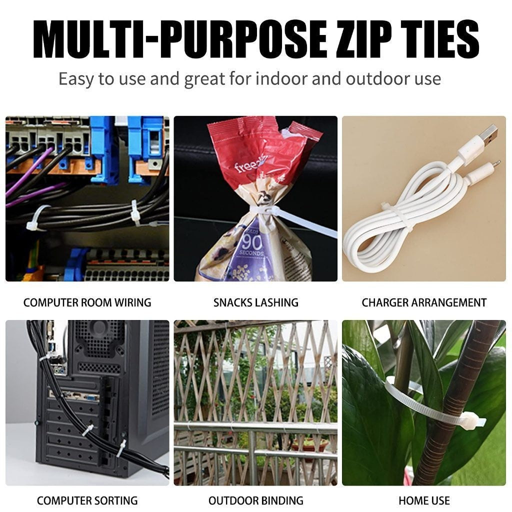 100pcs Multipurpose Nylon Cable Tie Self Locking Zip Ties Cable Strap Nylon Cable Multi