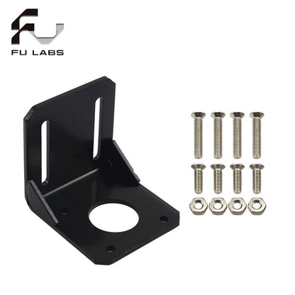 Black 42mm NEMA17 Stepper Motor Mounting Bracket with Screws, Alloy Steel L-Shape Fixed Seat, Stepper Motor Holder