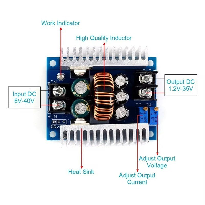 300W 20A DC-DC Buck Converter Step Down Module Constant Current LED Driver Power Step Down Voltage Module Electrolytic Capacitor